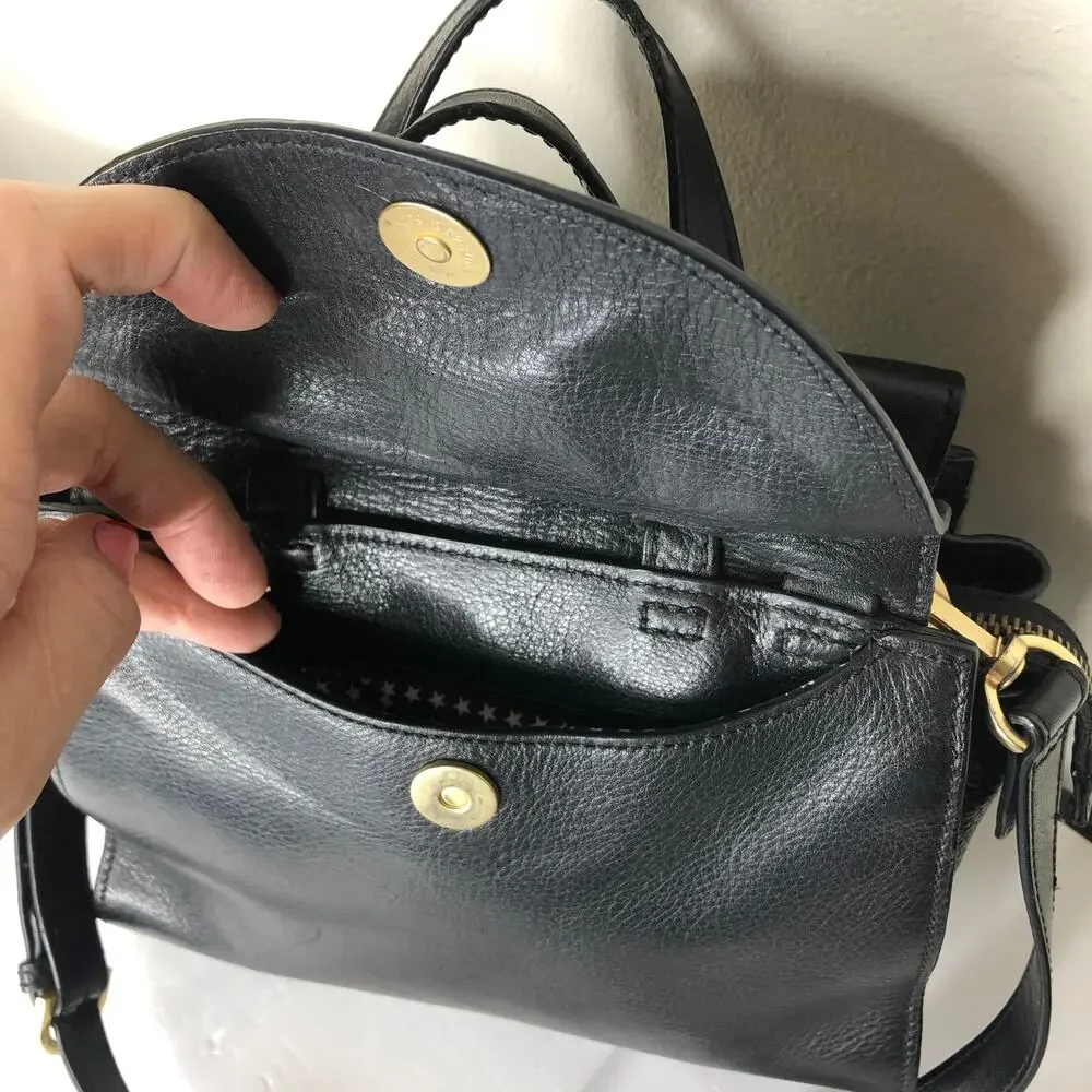 Kate Spade Saturday Black Leather Satchel Small Crossbody Bag Zip Top Purse
